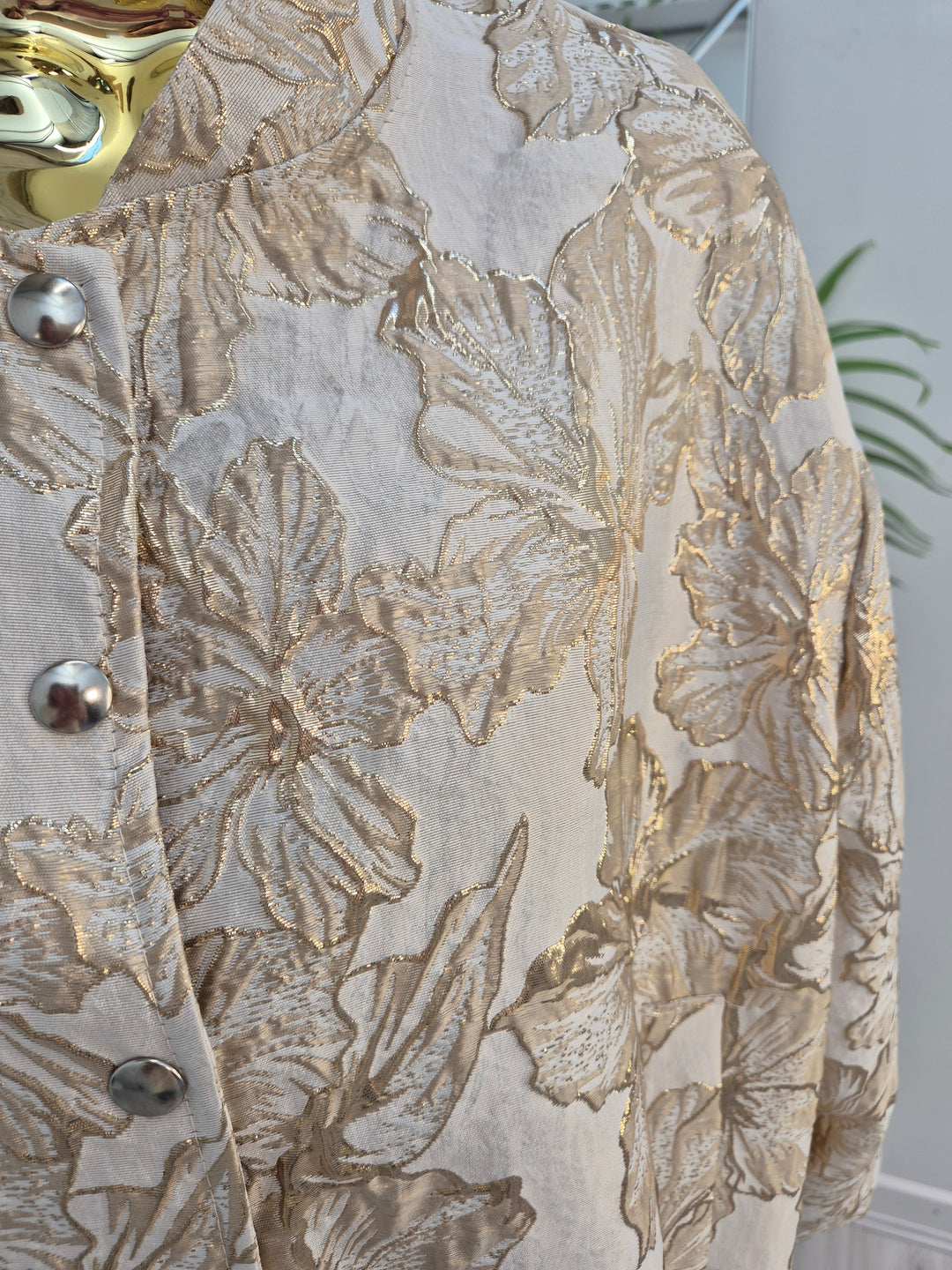 Emma Embossed Jacket - Gold Metallic (One Size, fitting from Size 10/12 up to Size 16/Small Size 18)