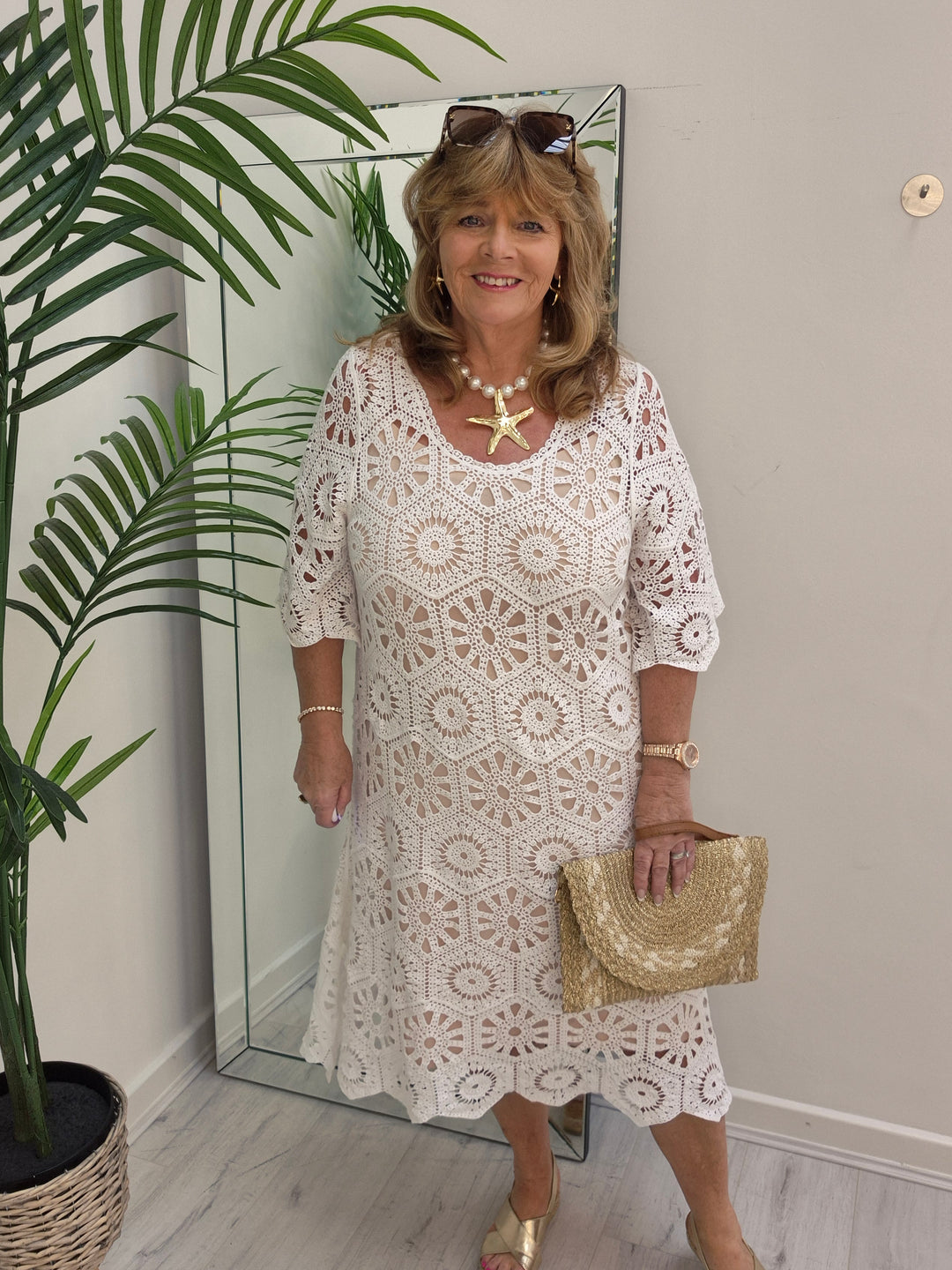 Amy Crochet Midi Dress - (choose your Colour) - (Loose Fit)