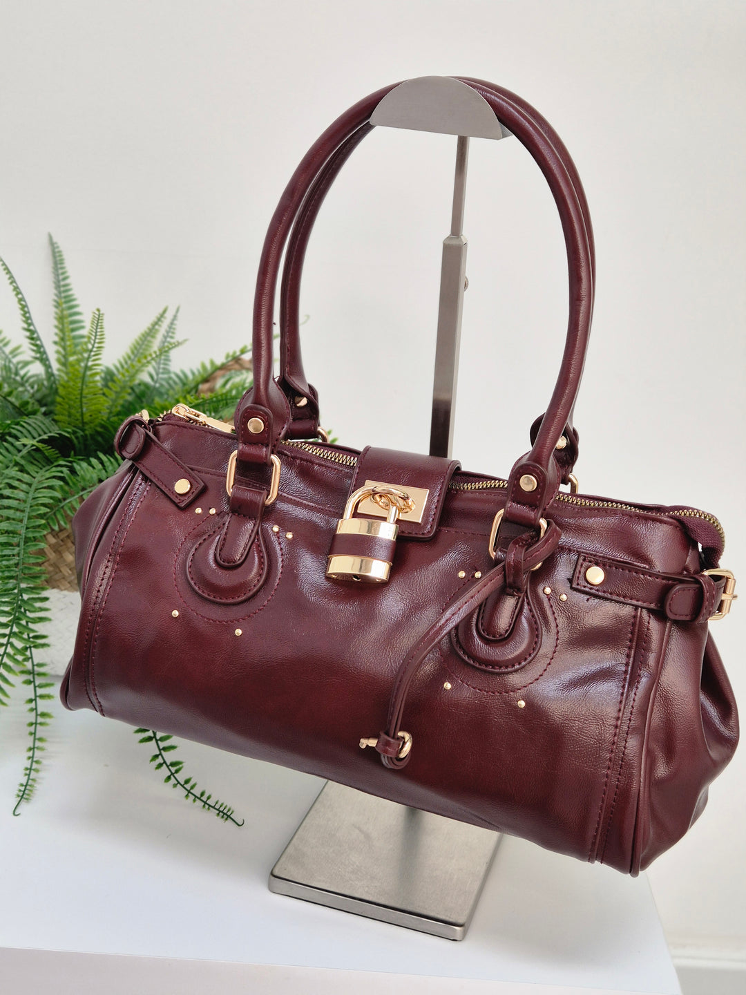 Mia Faux Leather Bag - Wine
