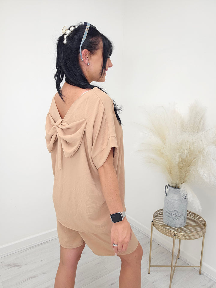 Bonita Bow Top & Shorts Two Piece Co-ord Set (choose your Colour)