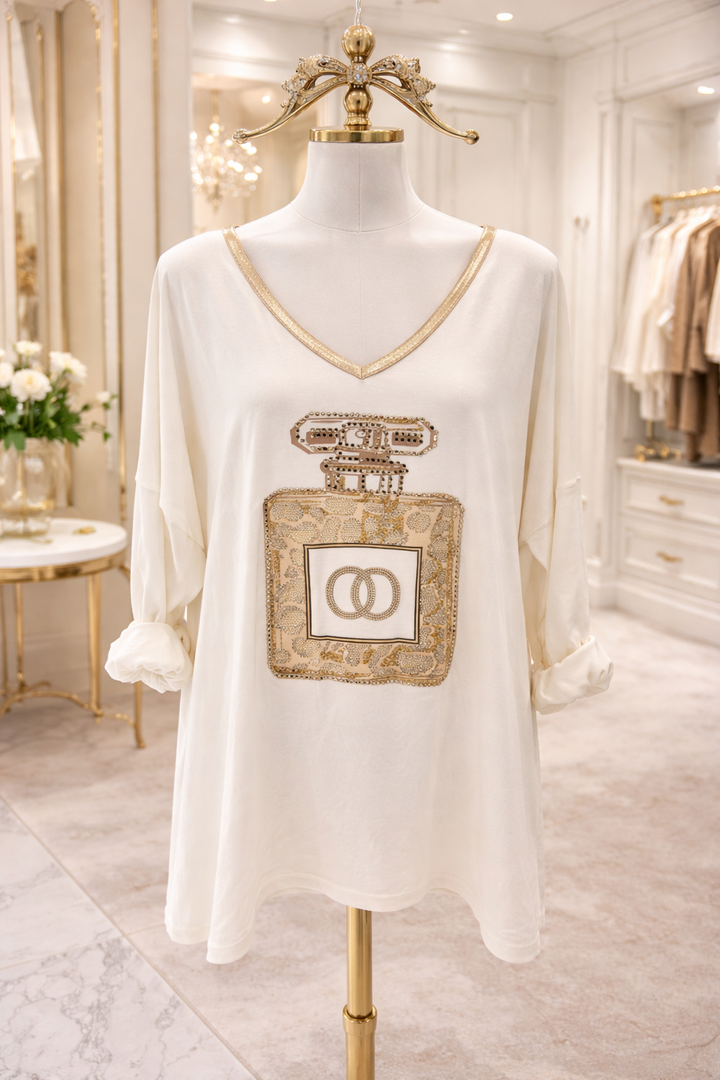 Coco Sparkly Top - White (One Size - fits from Size 10 up to Size 16/Small Size 18)