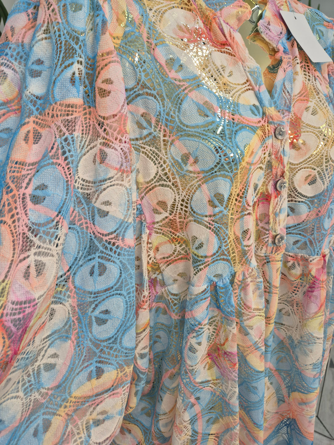 Gardenia Floral Lace Top - Powder Blue (Oversized, fitting from Size 14 up to Size 20)