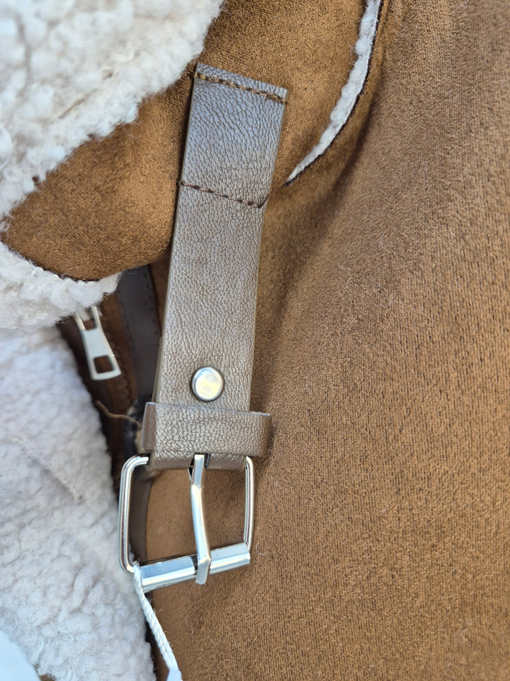 Borg Gilet with Zip - Tan (One Size fitting from Size 12 up to Size 16)