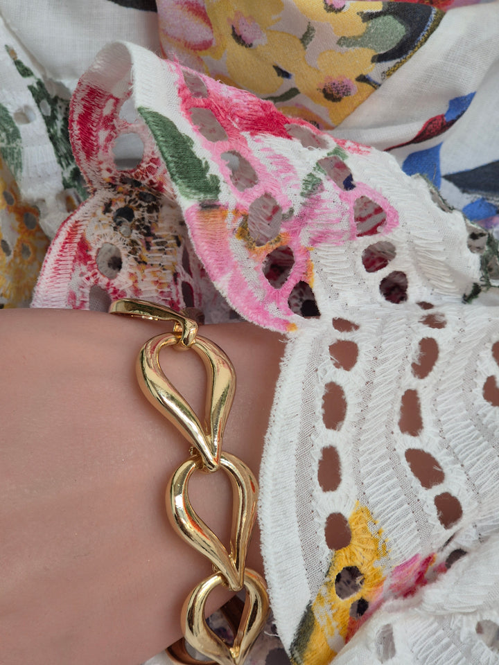 (Teardrop Bracelet (Large) - Gold Tone
