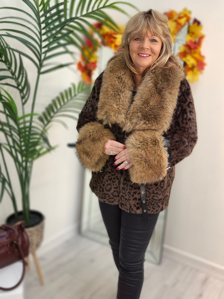 Oslo Faux Fur Jacket with Shawl Collar & Cuffs (One Size - fits from 12 up to Size 18)