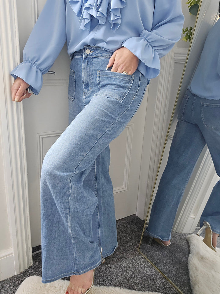 Sadie Wide Leg Jeans (G Smack) - Stonewashed (choose your Size)