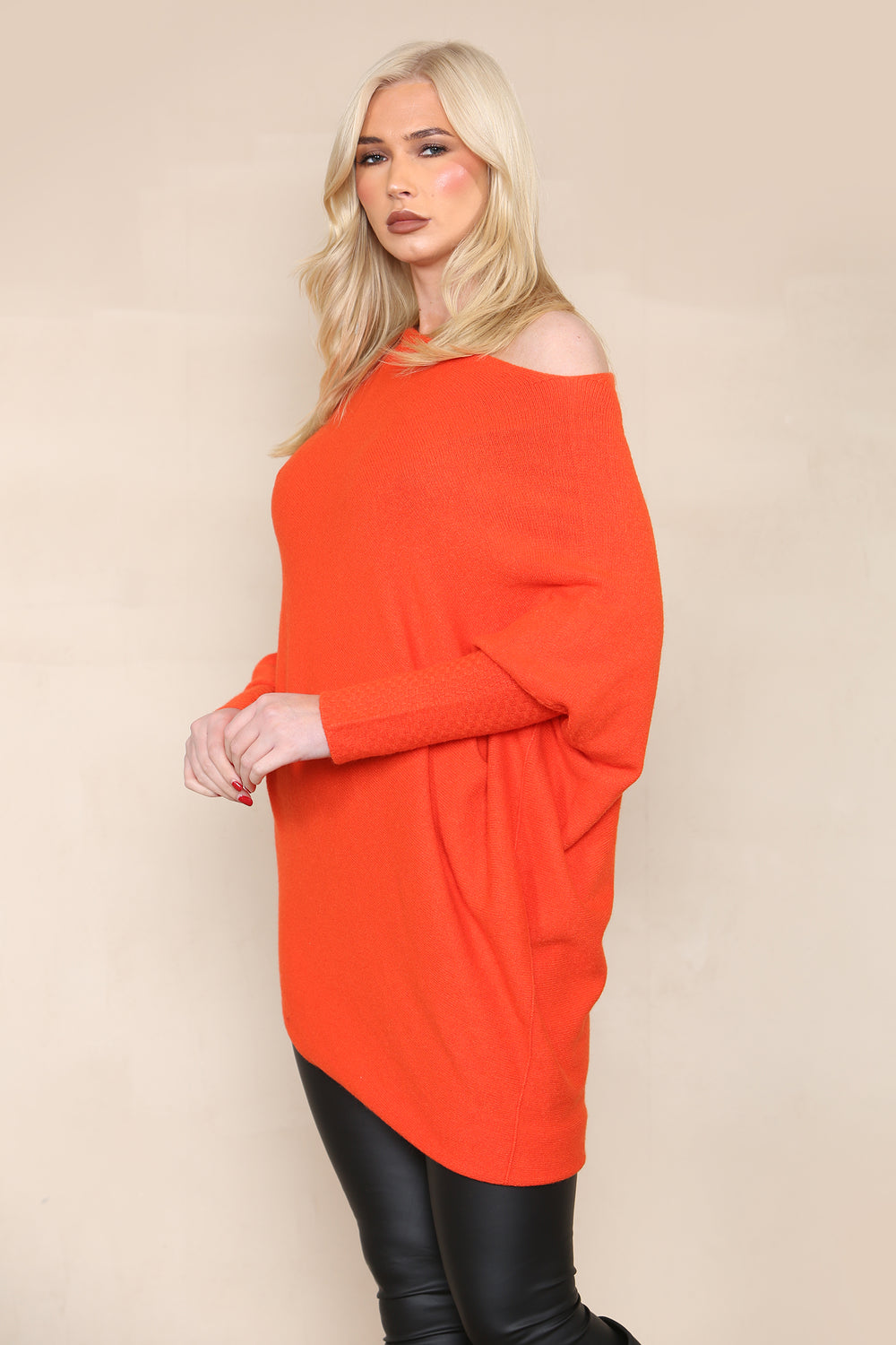 Zoe Asymmetric Fine Knit Jumper - Orange