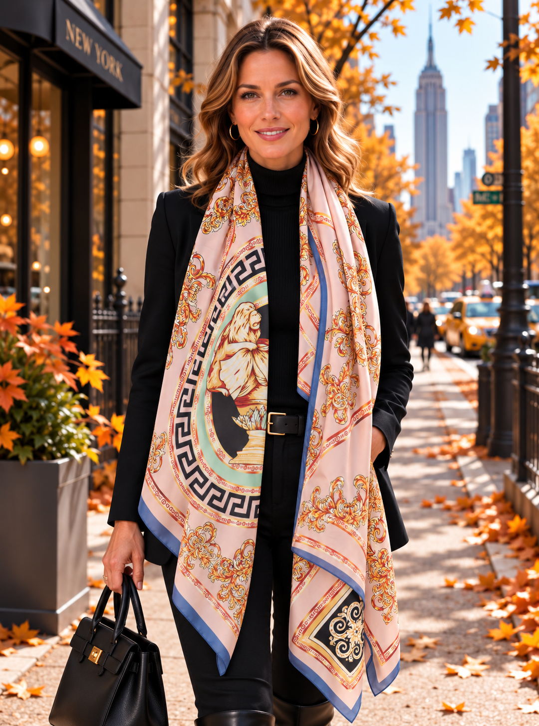 Silk Oversized Scarf/Pashmina - Pink/Gold