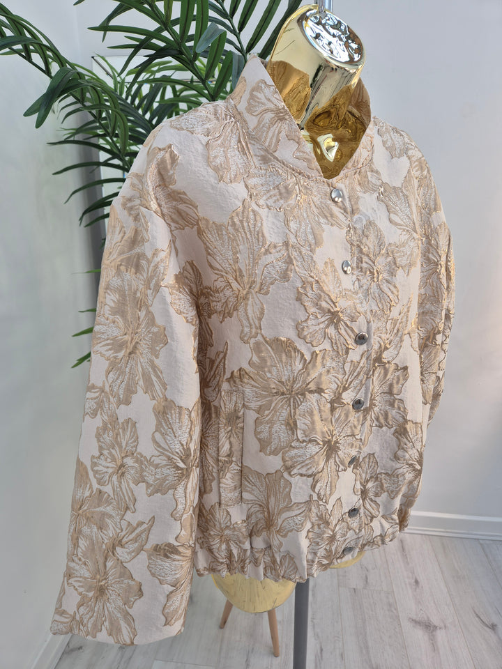 Emma Embossed Jacket - Gold Metallic (One Size, fitting from Size 10/12 up to Size 16/Small Size 18)