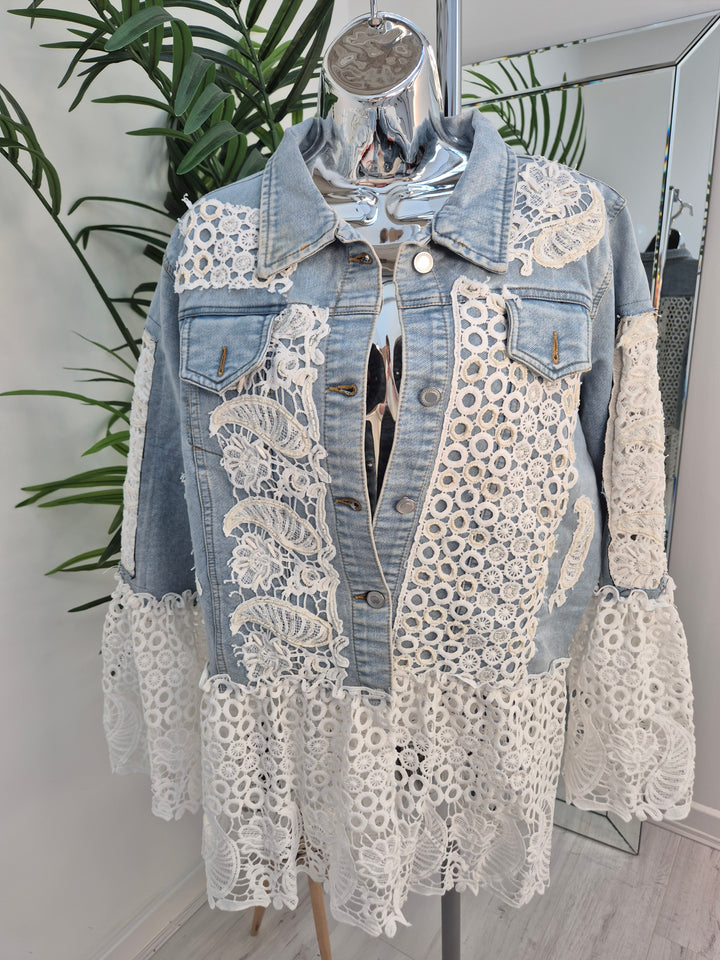 Lana Lacy Denim Jacket - Light Stonewashed (One Size, fitting from Size 10 up to 14)