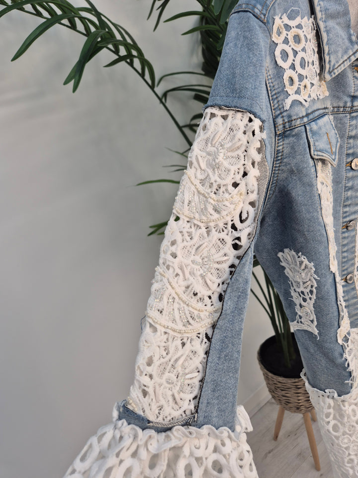 Lana Lacy Denim Jacket - Mid Stonewashed (One Size, fitting from Size 10 up to 14)