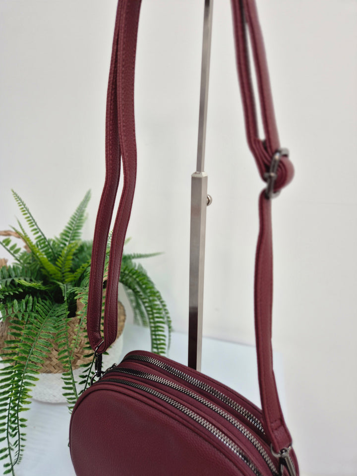Jojo 3 Zipped Bag - Wine (Pewter Tone)