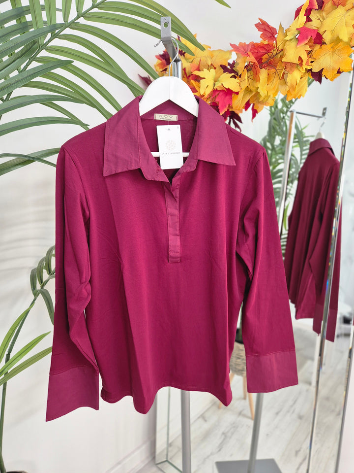 Lisa Layering Shirt (Stretch) - One Size - fits up to Size 18/20 - Wine