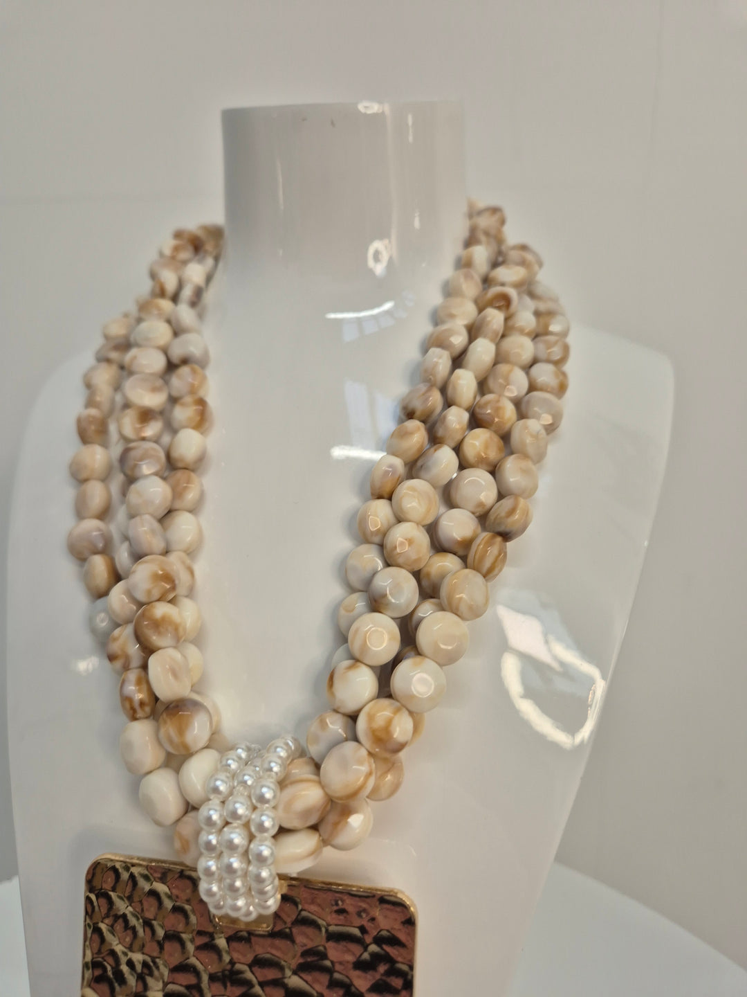 Ibiza Statement Beaded Necklace (4 Strands) - Gold Tone