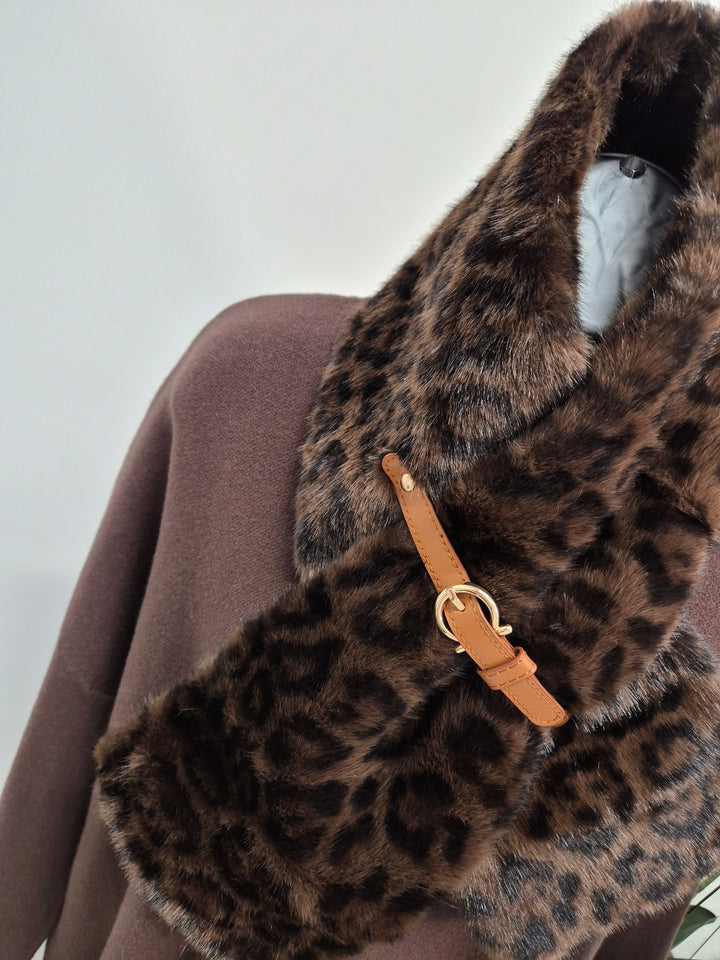Oslo Faux Fur Scarf - Chocolate Leopard