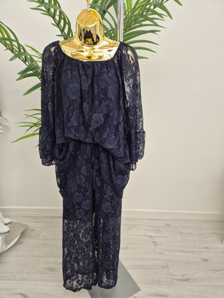 Florence Lace Bardot Co-ord Set - (choose your Colour) - (Curvy)
