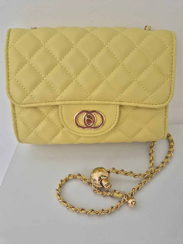 Coco Quilted Clasp Bag - Lemon ( Small )