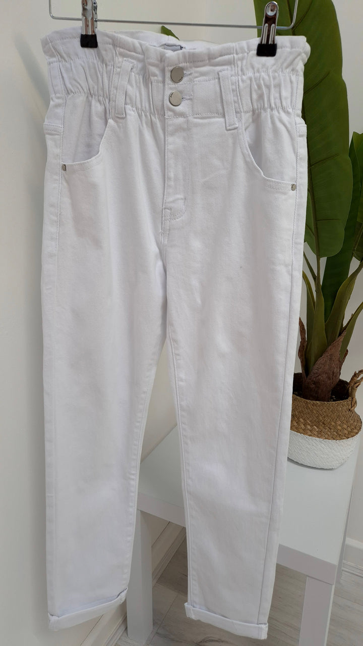G Smack Paper Bag Mom Jeans - White (choose your Size)