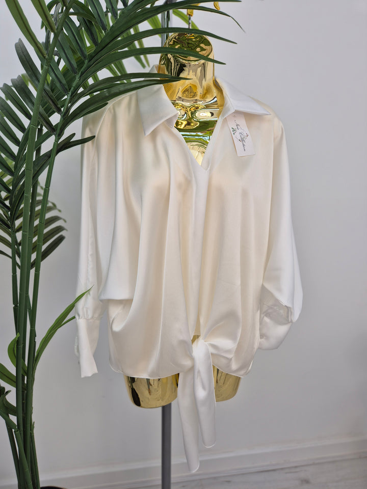 Sasha Satin Tie Blouse - (choose your Colour)