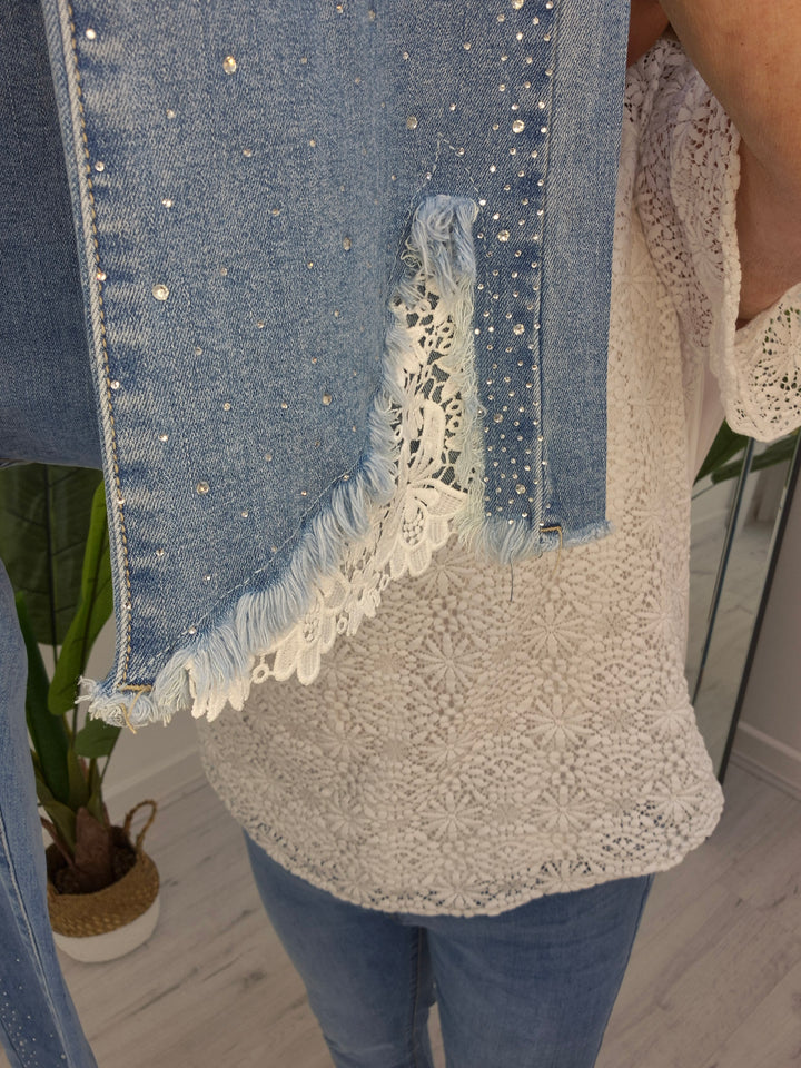 Crystal & Crochet Lace Flare Jeans - (choose your Size)