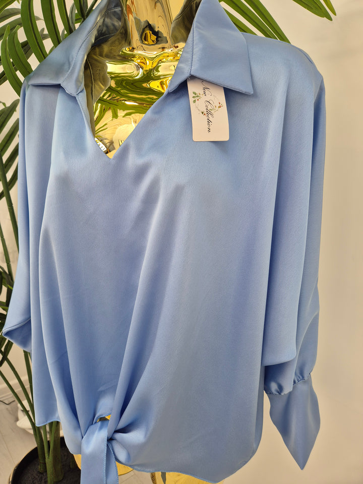 Sasha Satin Tie Blouse - (choose your Colour)