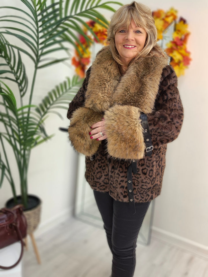 Oslo Faux Fur Jacket with Shawl Collar & Cuffs (One Size - fits from 12 up to Size 18)