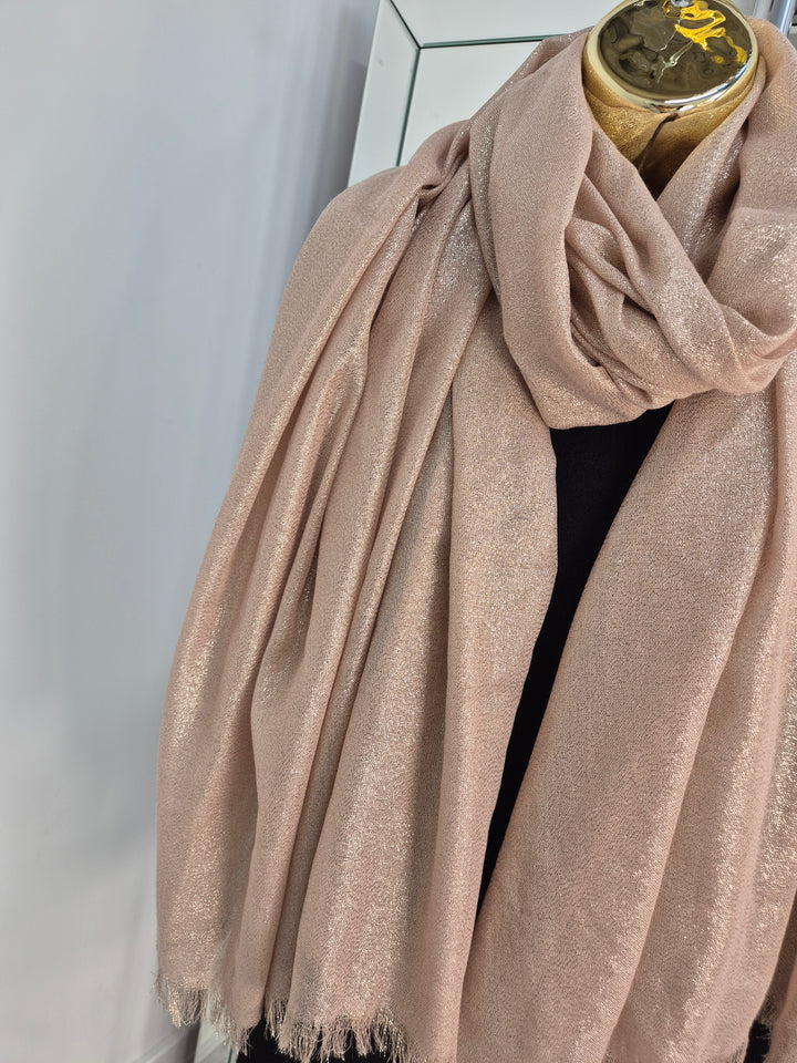 Oversized Metallic Scarf - Pink/Rose Gold