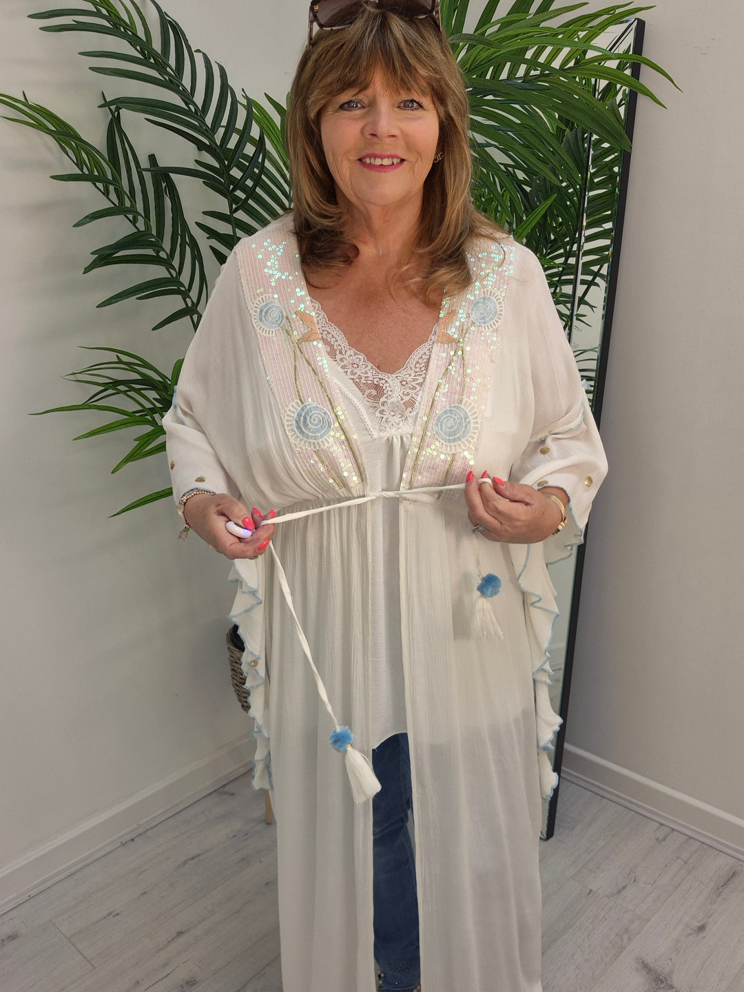 Sunshine Kimono - White/Blue/Gold