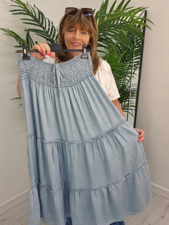 Chambray Maxi Skirt - (choose your Colour) (Curvy)