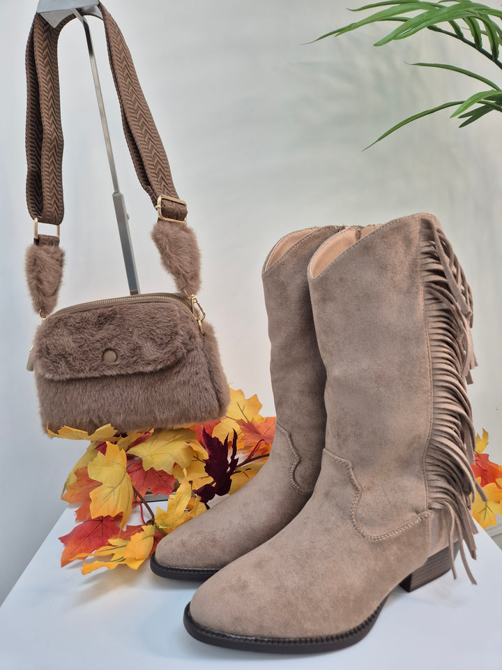Arizona Fringed Boots - Mocha (choose your Size)