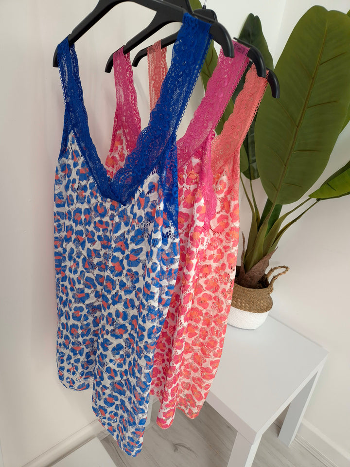 Linzi Lace (Floral) Cami Top (Curvy) - (choose your Colour)