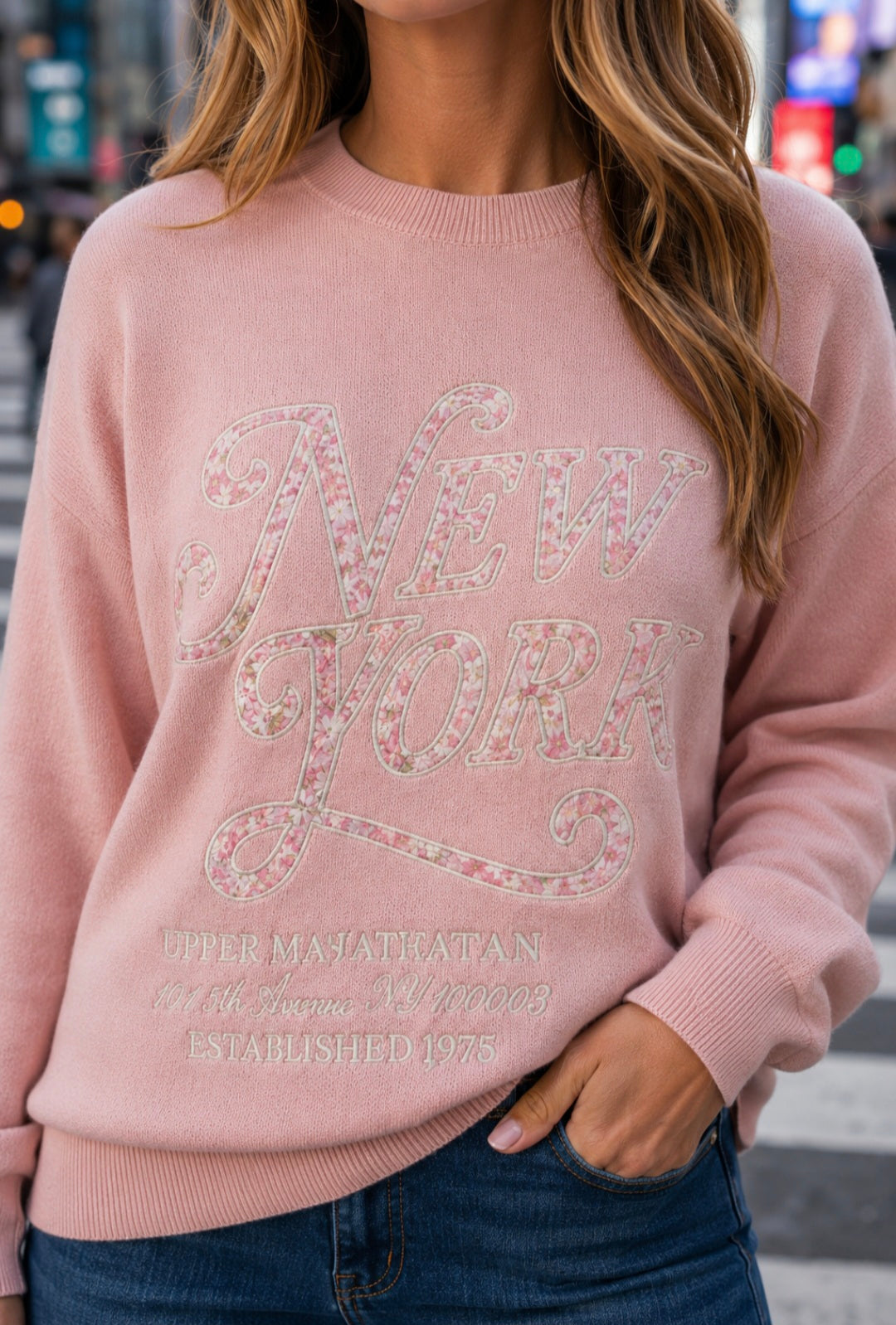 New York Super Soft Fine Knit Jumper (One Size - up to Size 16) - Pink