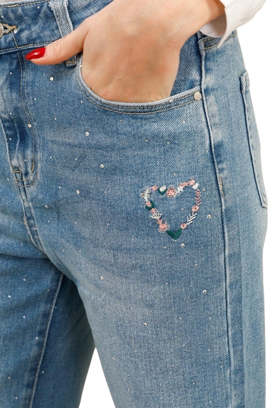 Hearts & Sparkles Flared Jeans - Stonewashed (choose your Size)