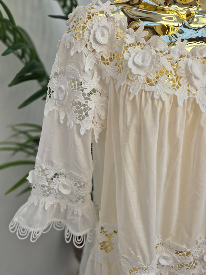 Santorini Bardot Top - White