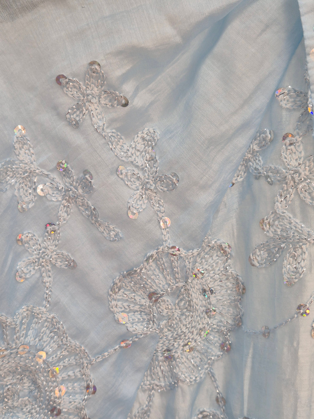 Patsy Puffball Sleeve Sparkly Blouse (One Size, fits from Size 10/12 up to Size 16) - Blue