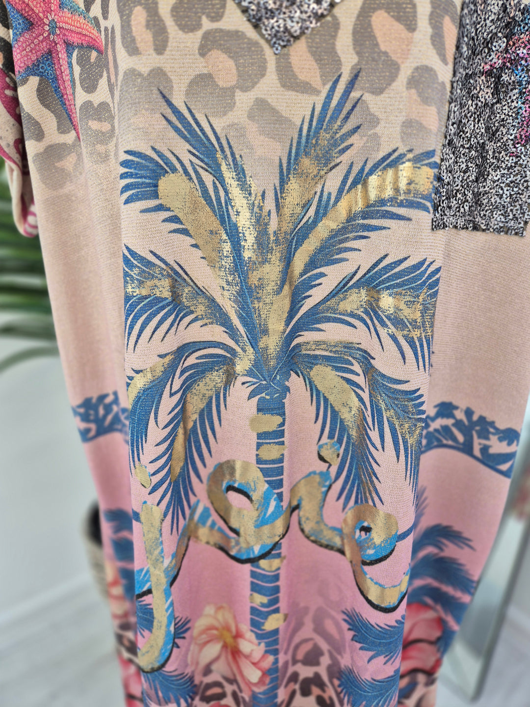 Carla Sequin Palm Maxi Dress - (Loose Fit - fits up to Size 18/20)