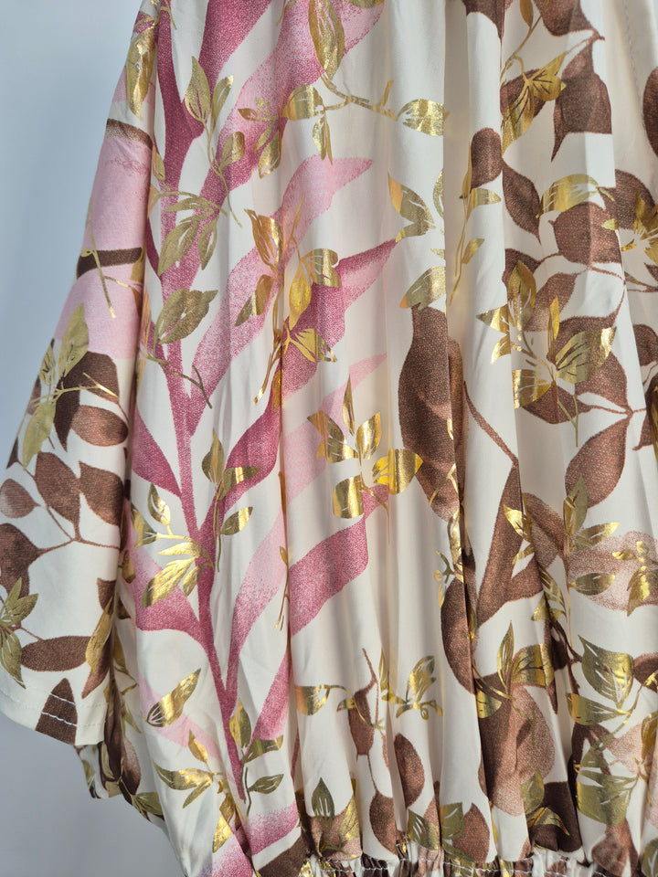 Vienna Magic Dress with Metallic Gold Foil - Mocha - One Size/Curvy (fits from Size 12 up to Size 18/20)