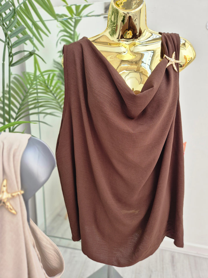 Starfish Cowl Neck Top (choose your Colour) - (fits Sizes 14 to 20)