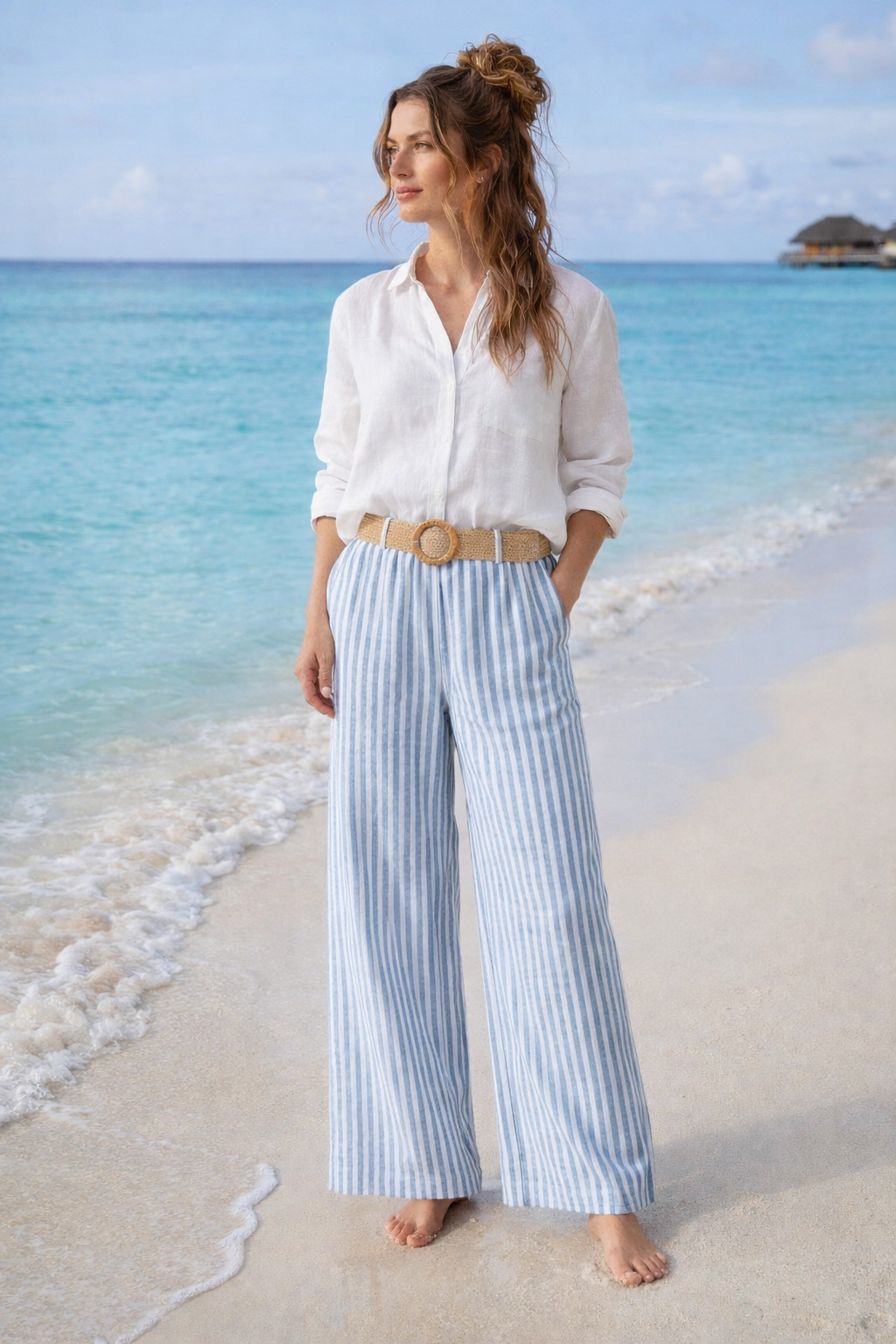 Stephanie Stripe Wide Leg Trousers (Pin Stripe) - (One Size fits from Size 10 up to Size 16)  (choose your Colour)