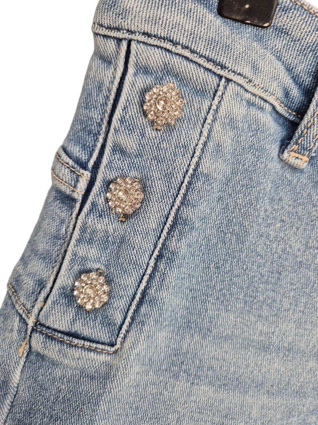 Fleur Crystal Wide Leg Jeans - Stonewashed (choose your Size)