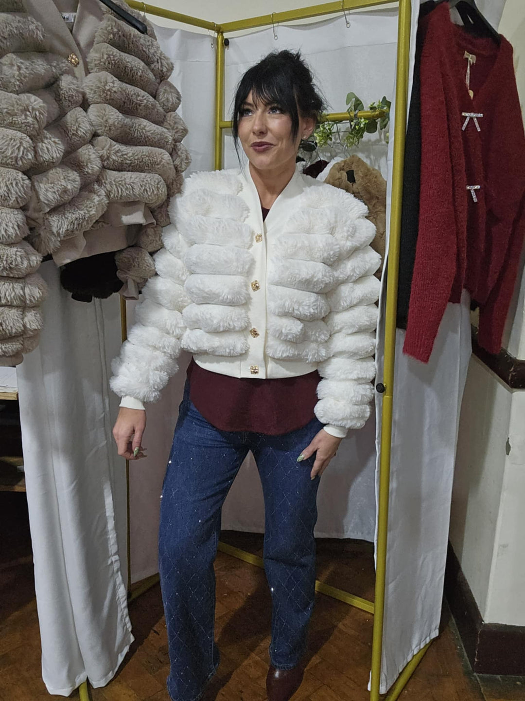 Oslo Faux Fur Cardigan (choose your Size) - Winter White