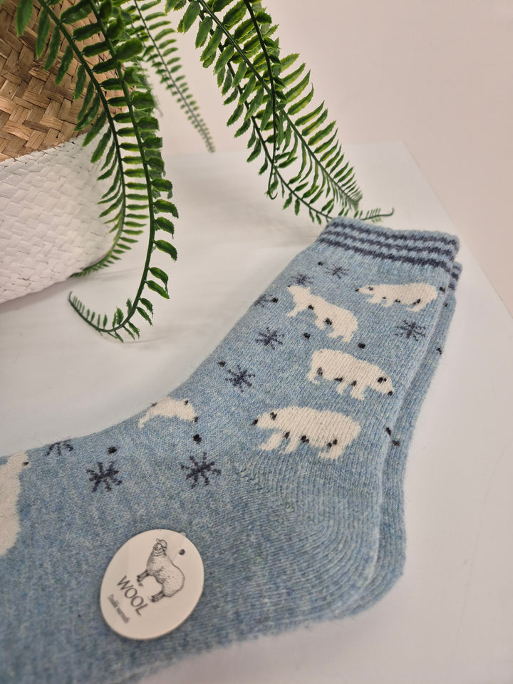 Cosy Soft Socks - (Polar Bear) - Blue