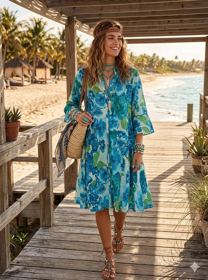 Poppy Beaded Smock Dress (choose your Colour & Size)