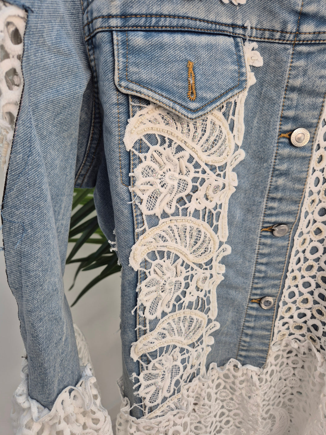 Lana Lacy Denim Jacket - Mid Stonewashed (One Size, fitting from Size 10 up to 14)