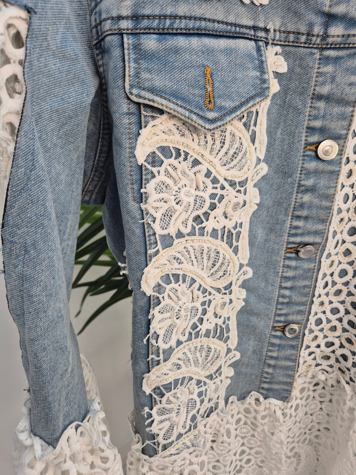 Lana Lacy Denim Jacket - Mid Stonewashed (One Size, fitting from Size 10 up to 14)