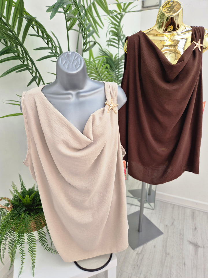 Starfish Cowl Neck Top (choose your Colour) - (fits Sizes 14 to 20)