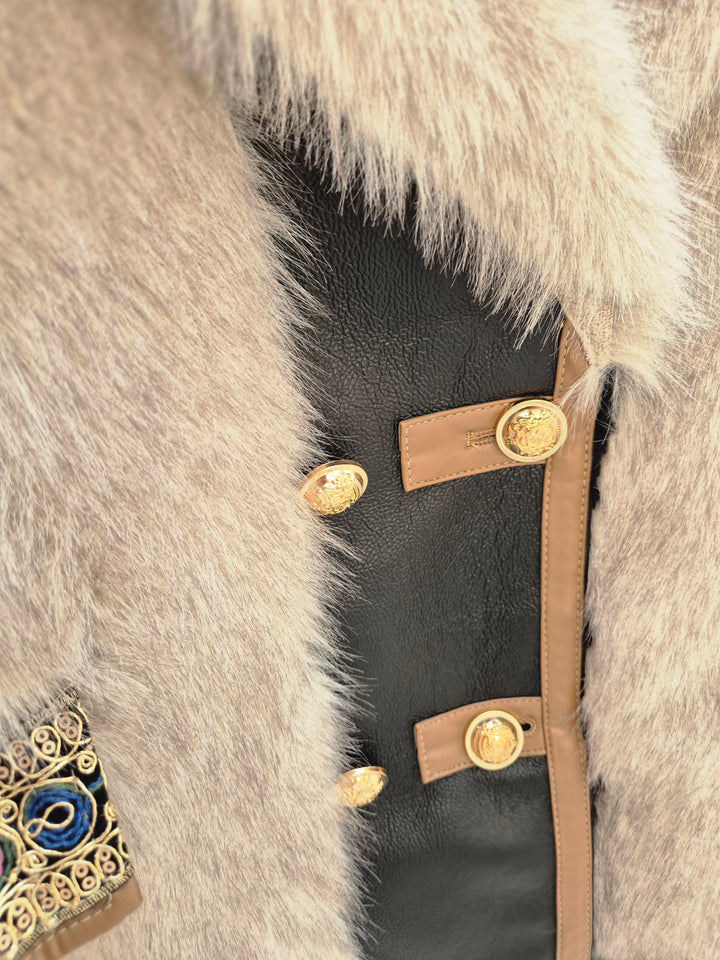 Oslo Faux Fur/Faux Leather Jacket - Black - (Oversized fits Size 12/14 to Size 18/20/20)