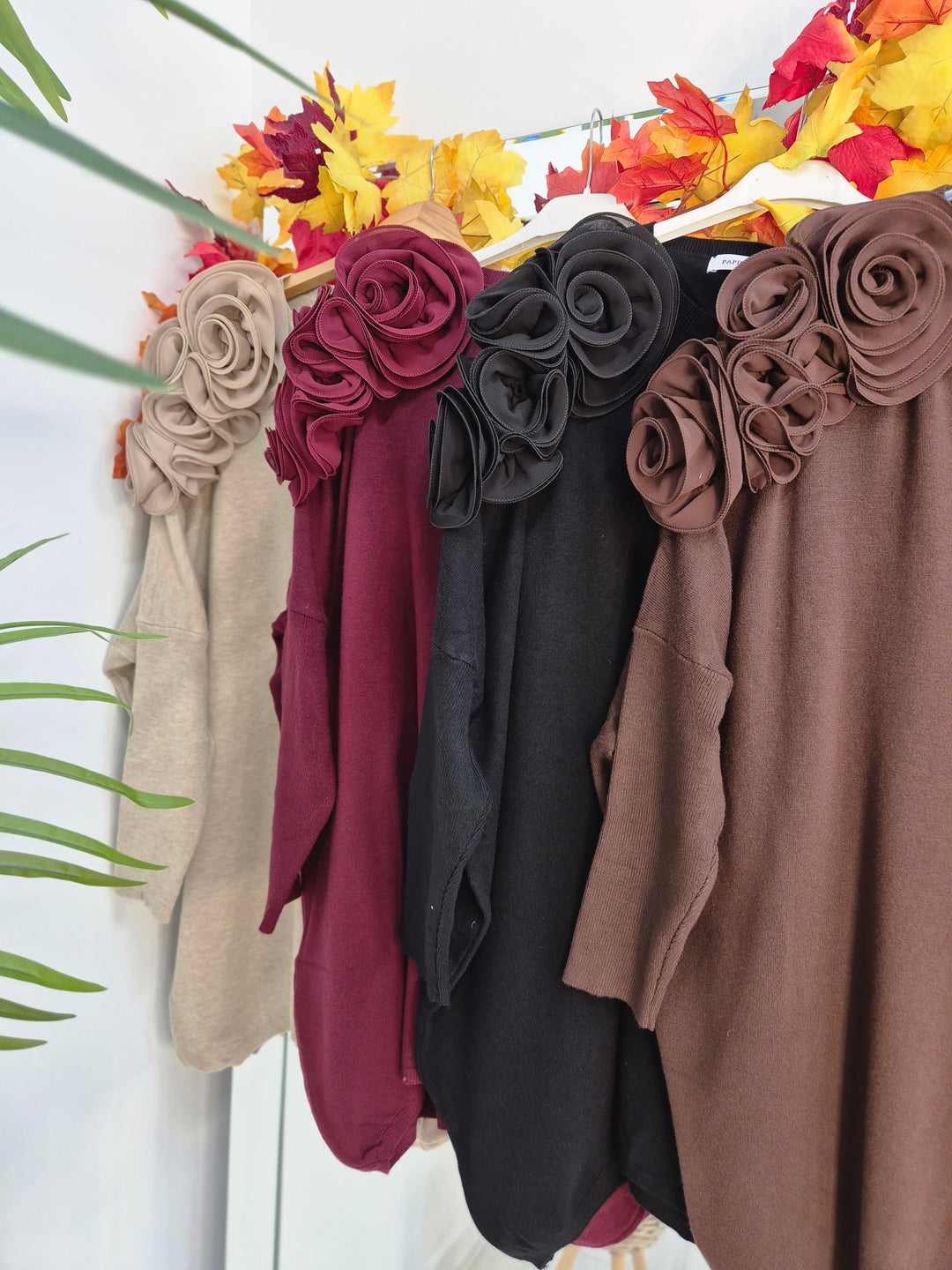 Corsage Oversized Jumper - Black (fitting from Size 14 up to Size 20)