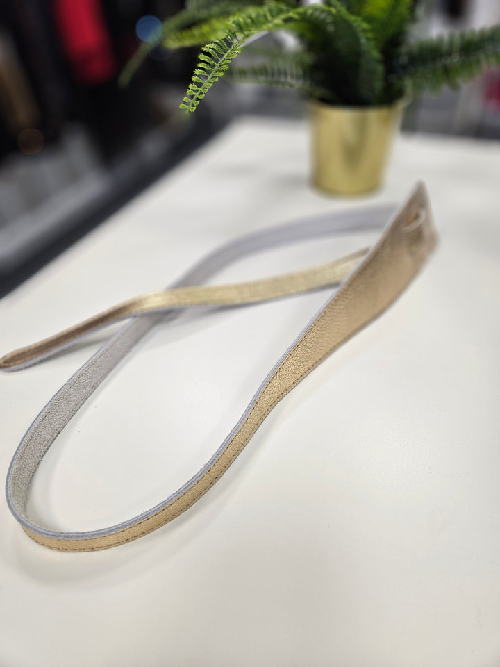 Leather Cross Through Belt - Gold Metallic (Real Leather)