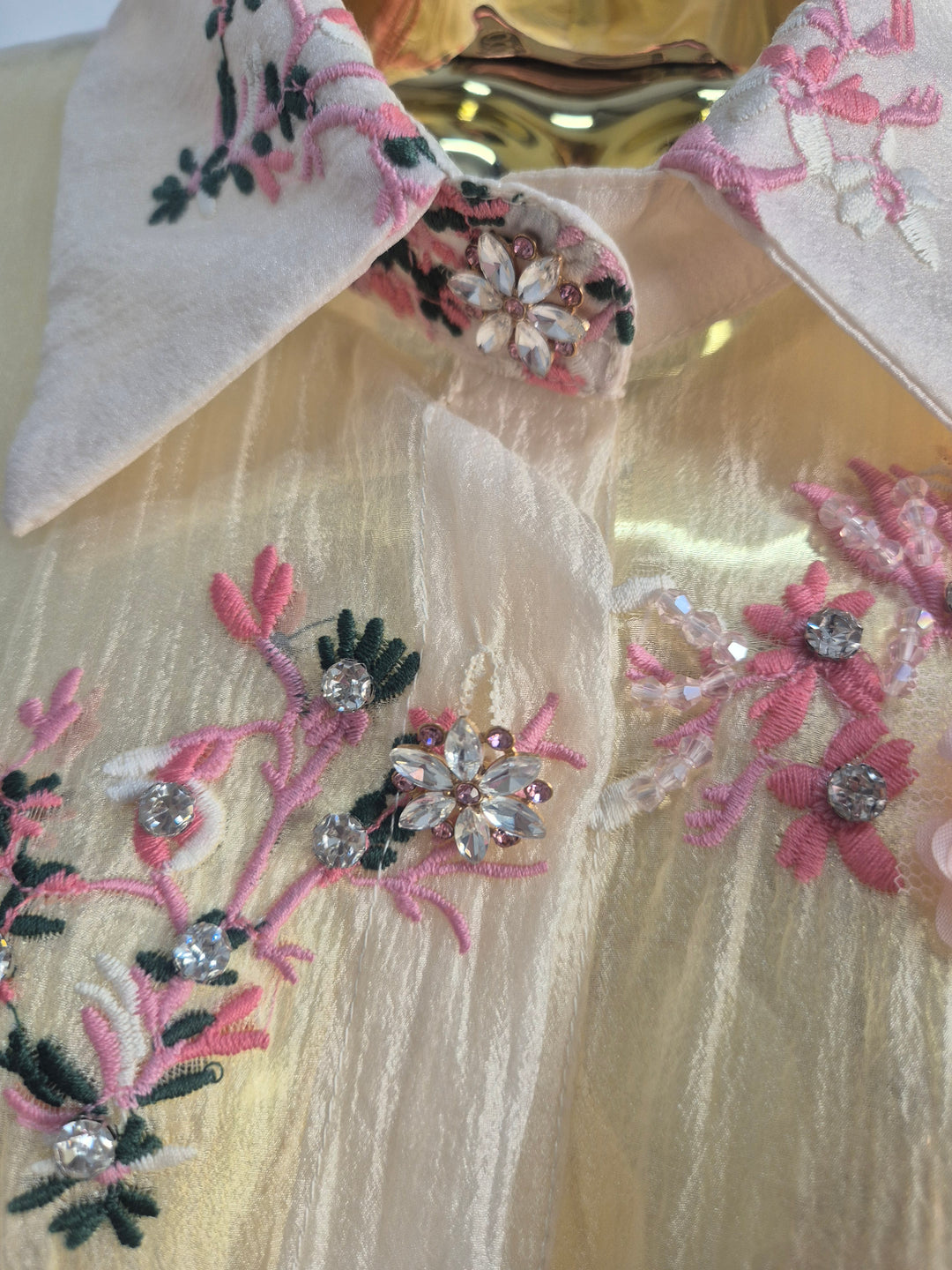 Jasmine Embroidered Blouse with Crystals & 3D Applique One Size, fitting from Size 12 to Size 16